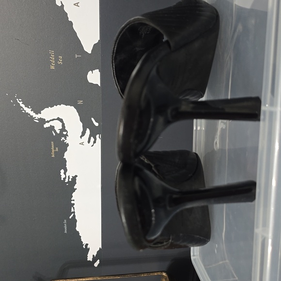 Antonio Melanie Mazie Leather Black Square Toe Mules Sandals Size 10M - Picture 3 of 6